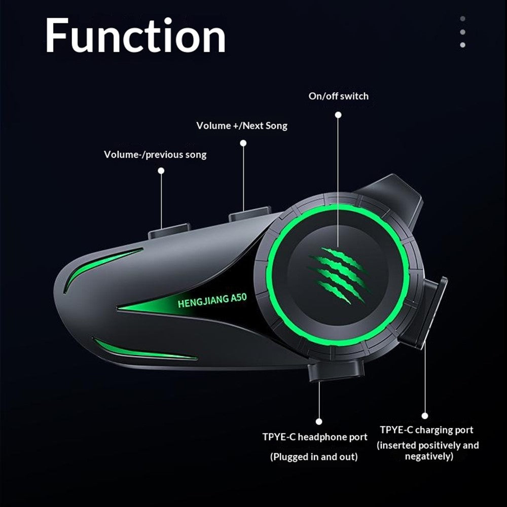 HENGJIANG A50 Waterproof 3D Surround Sound Bluetooth-compatible Motorcycle Helmet Headset with Soft Mic (without Memory)