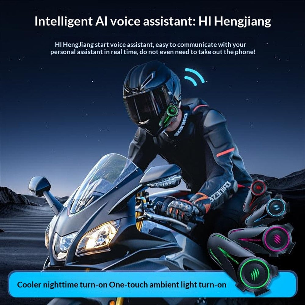 HENGJIANG A50 Vandtæt Hård Mikrofon Hjelm Bluetooth-kompatibelt Headset 1000mAh 30 timers Spilletid AI Stemmeøretelefon til Motorcykel (Intet Hukommelseskort)