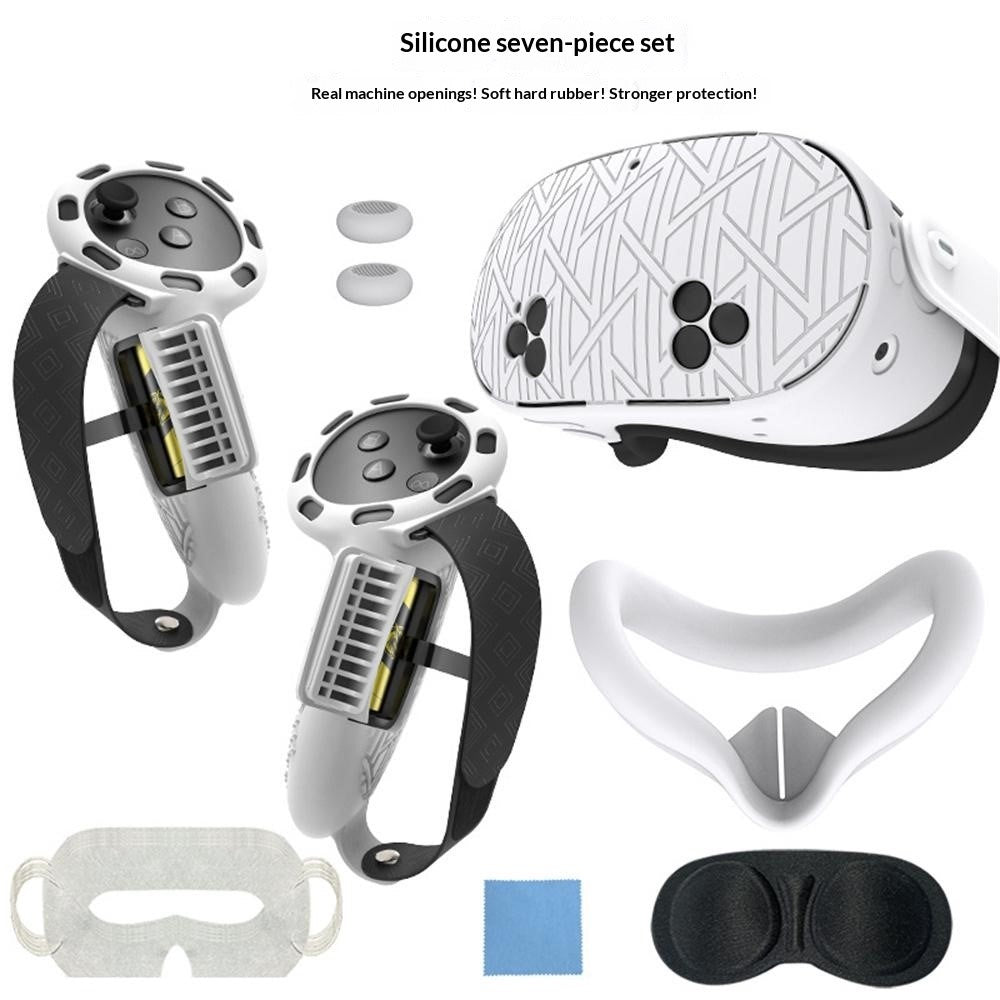7 stk. Beskyttende silikone-etuisæt til Meta Quest 3S VR-headsetcontroller med anti-fald, stødabsorberende Wavepoint-design