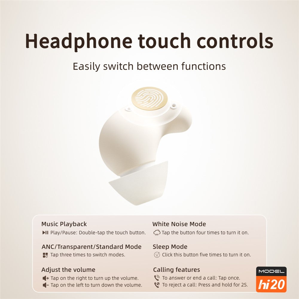 HILEO Hi20 White Noise Sleep Earbuds ANC Noise Cancelling Bluetooth-compatible TWS Earbuds