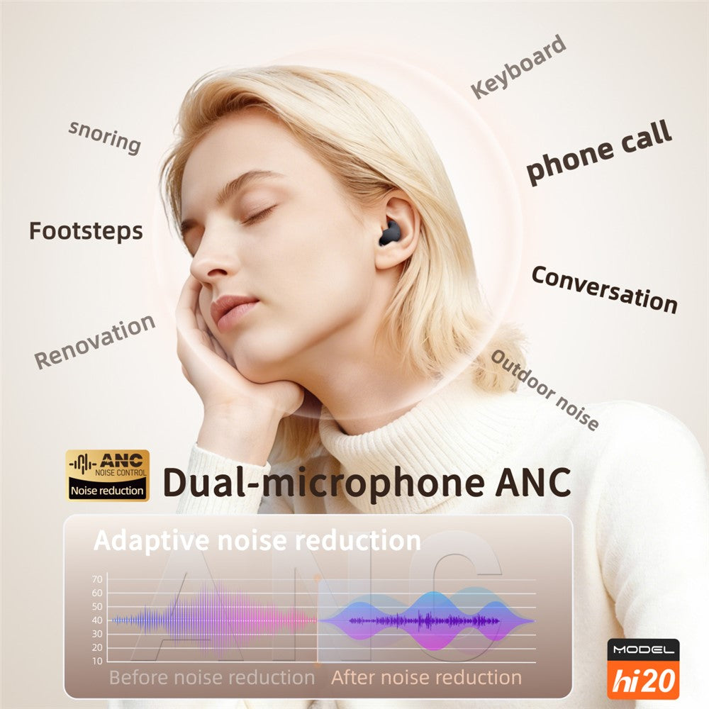 HILEO Hi20 White Noise Sleep Earbuds ANC Noise Cancelling Bluetooth-compatible TWS Earbuds