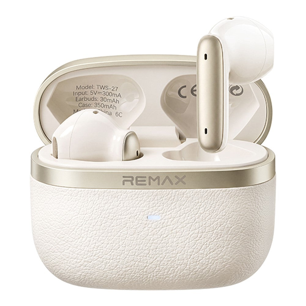 REMAX TWS-27 Trådlösa Semi-In-Ear-hörlurar med 6 mikrofoner, hybrid ANC, brusreducering vid samtal, batteritid 24 timmar