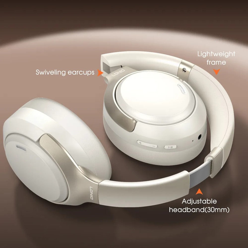 LDNIO H02 Bluetooth-kompatible 5.4 hovedtelefoner 49 timers batterilevetid 40 mm driver Over-Ear trådløst headset til gaming og musik