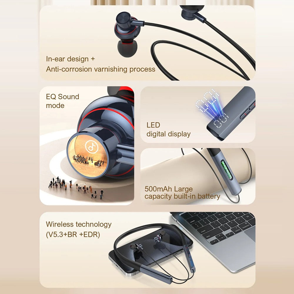 LDNIO N01 Nackband Bluetooth-kompatibla In-Ear-hörlurar 13 mm HiFi 50 timmars batteritid Typ-C trådlöst headset för sport