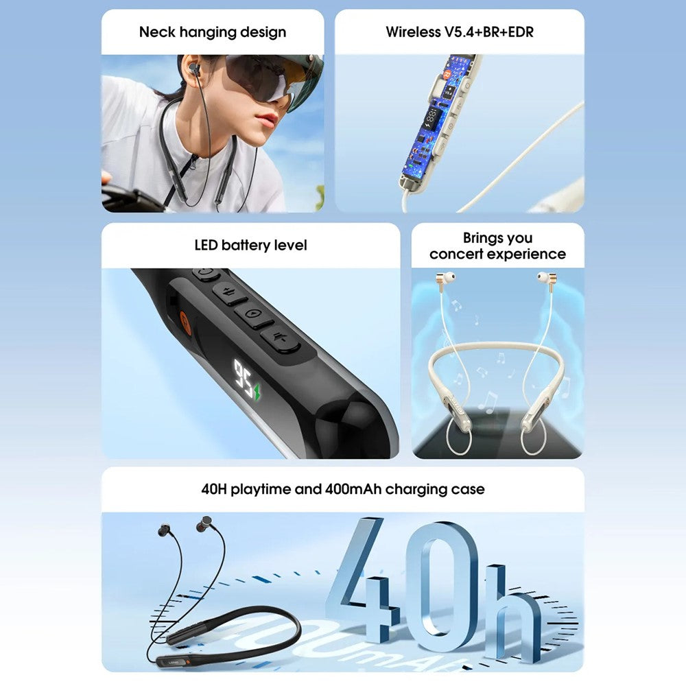 LDNIO N03 Nackband Bluetooth-kompatibla 5.4 Hörlurar 40H Speltid 400mAh Trådlösa Headset För Sport Löpning