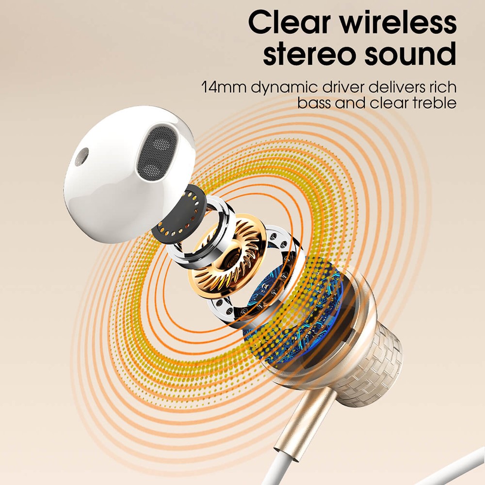 LDNIO N05 Neckband Bluetooth-kompatible Semi-In-Ear Høretelefoner 1000mAh Batteri LED-Display Type-C Hurtigopladning Trådløst Headset