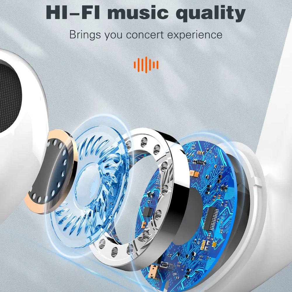 LDNIO T03 TWS Bluetooth-compatible 5.3 Earbuds Semi-In-Ear Hi-Fi 13mm Driver 20-Hour Battery Translucent Design Headset