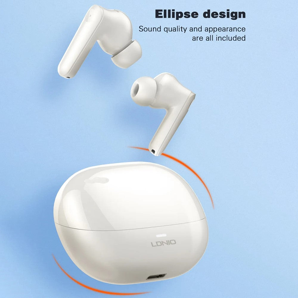 LDNIO T05 Bluetooth-kompatibla 5.3-hörlurar med adaptiv brusreducering och 30 timmars speltid för HiFi-hörlurar i örat