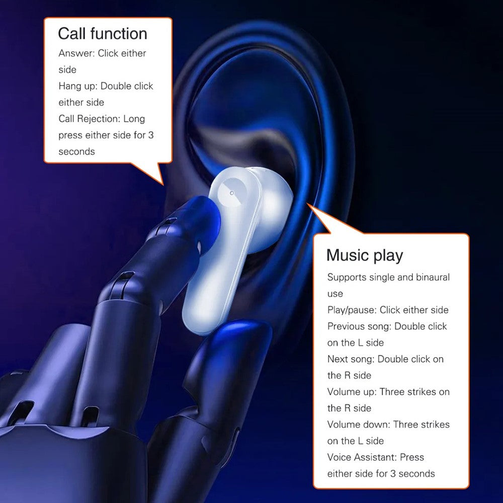 LDNIO T05 Bluetooth-kompatibla 5.3-hörlurar med adaptiv brusreducering och 30 timmars speltid för HiFi-hörlurar i örat
