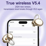 LDNIO T08 Bone Conduction Open Ear Clip Wireless Bluetooth 5.4 Earbuds 20-Hour Battery Directional Sound Headphones