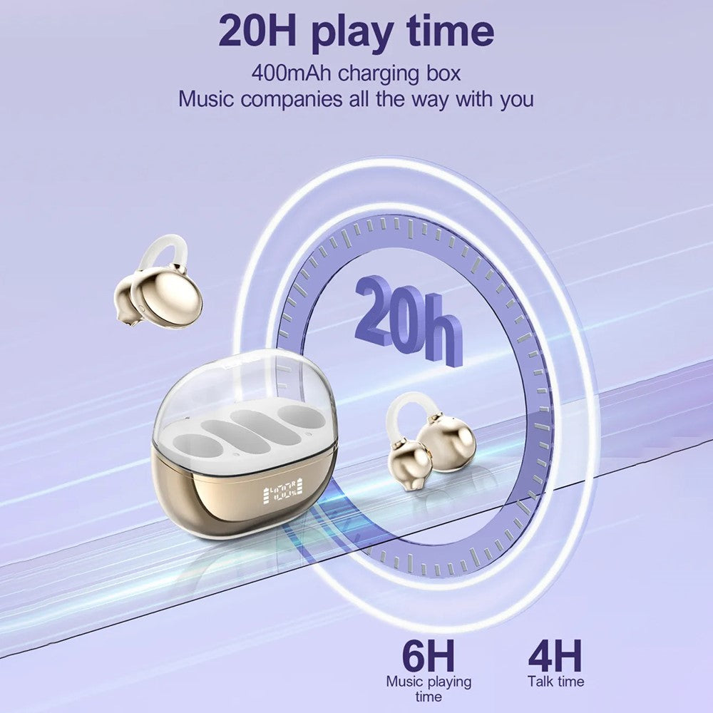 LDNIO T08 Bone Conduction Open Ear Clip Wireless Bluetooth 5.4 Earbuds 20-Hour Battery Directional Sound Headphones