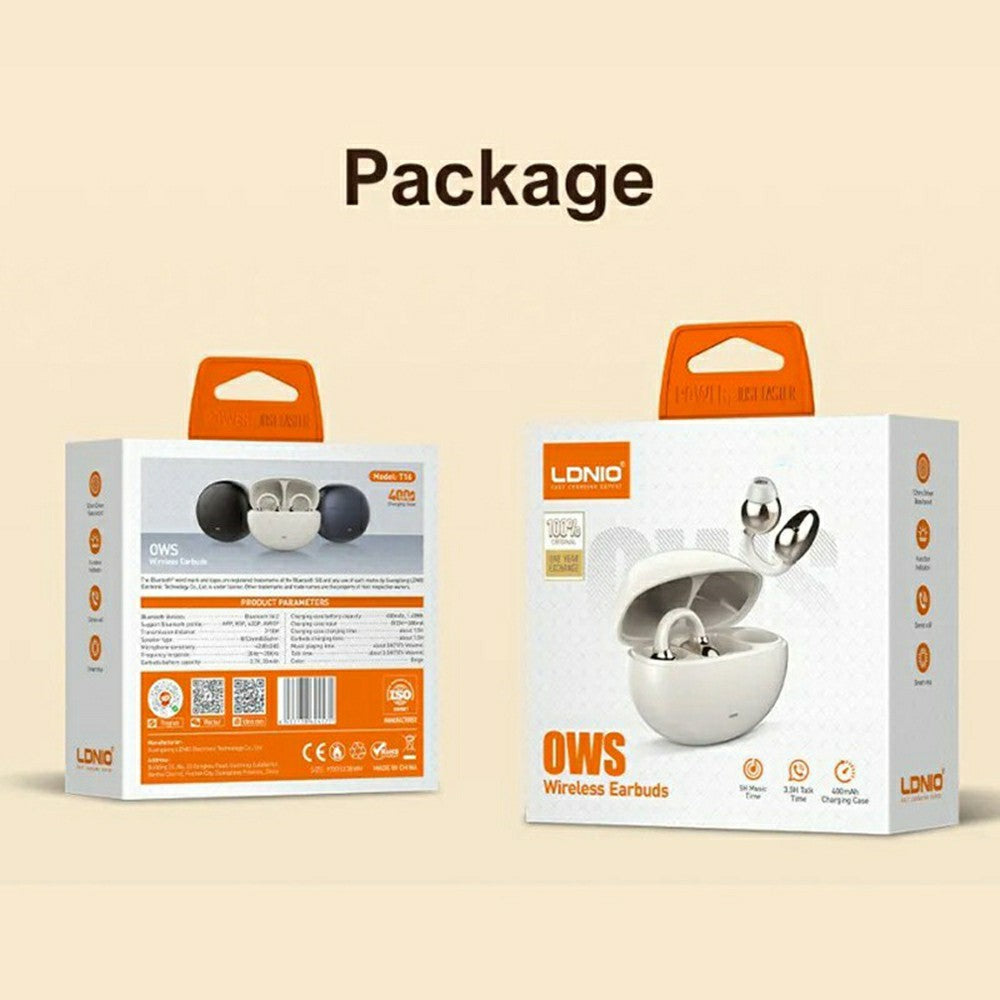LDNIO T16 OWS Open Ear Clip Bluetooth-compatible Earbuds 12mm Driver Wireless Earbuds for Sports