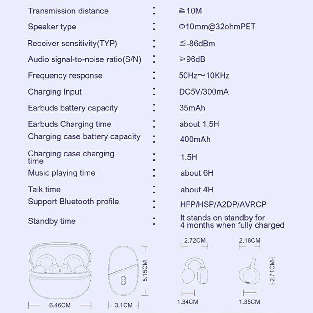 LDNIO T09 Bone Conduction Open Ear Clip Bluetooth 5.4 Høretelefoner 20-timers Afspilningstid Retningsbestemt Lyd Høretelefoner til Sport