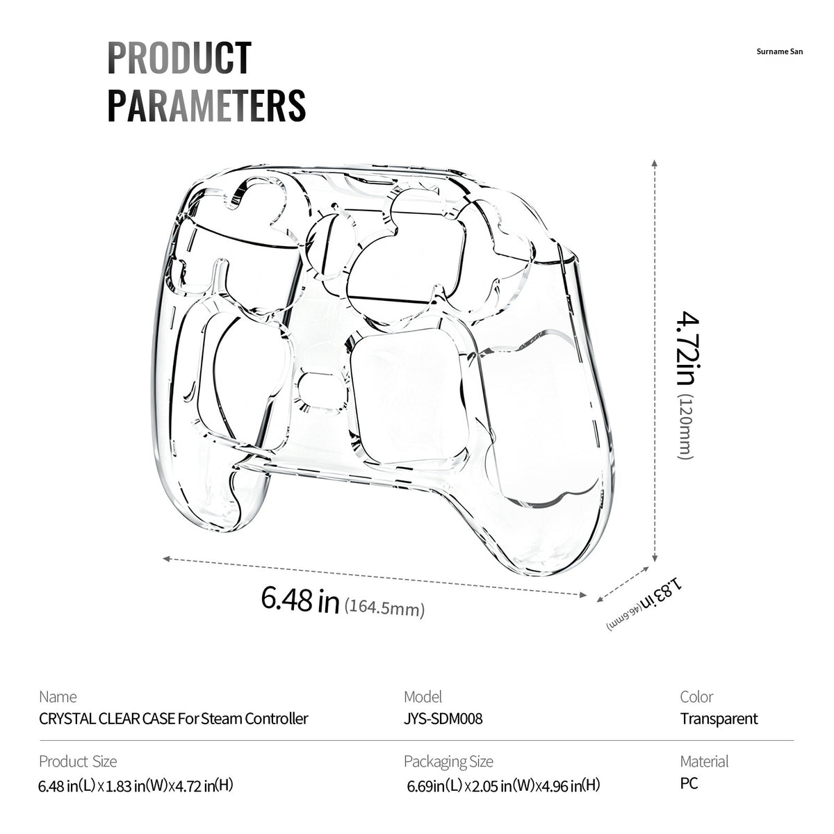 JYS-SDM008 For Steam Controller (2nd generation) Crystal Clear Hard PC Case Anti-scratch Protective Cover