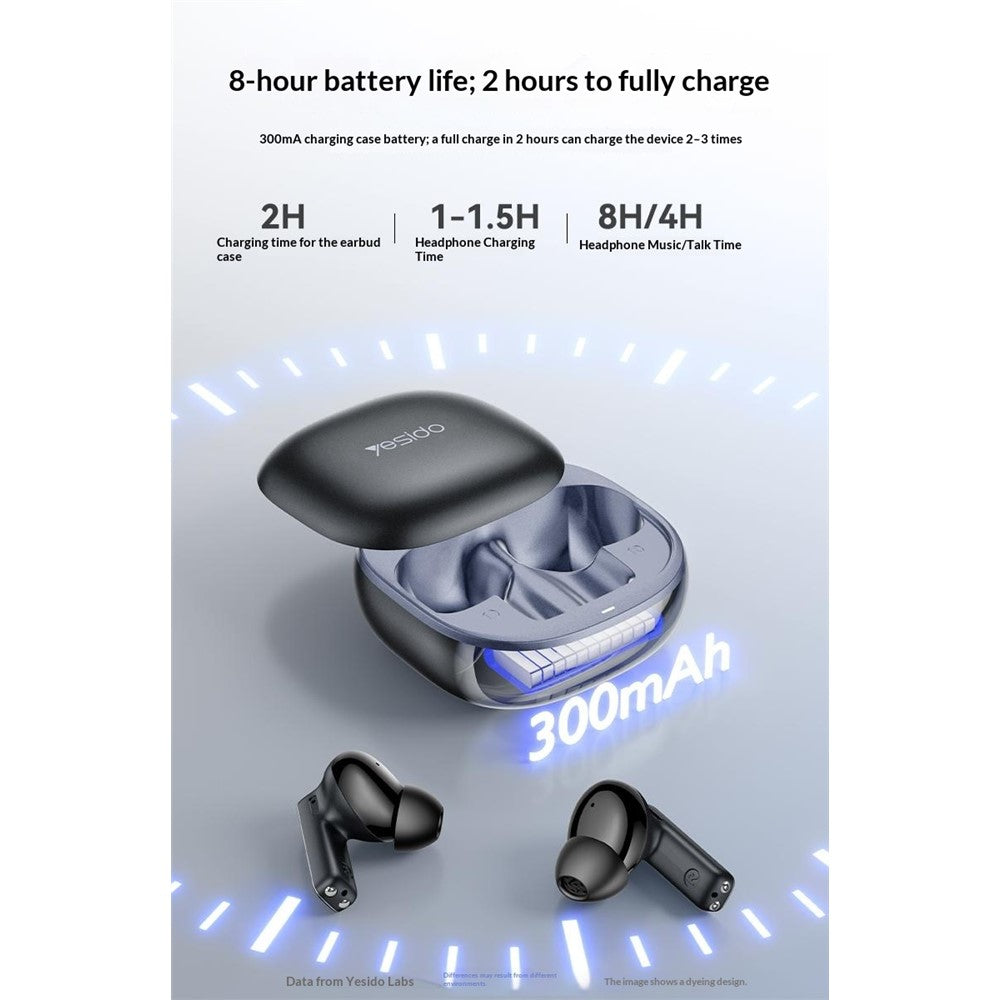 YESIDO TWS43 Bluetooth 6.0 Earbuds ANC ENC Noise Cancelling TWS Earphones for Music Call