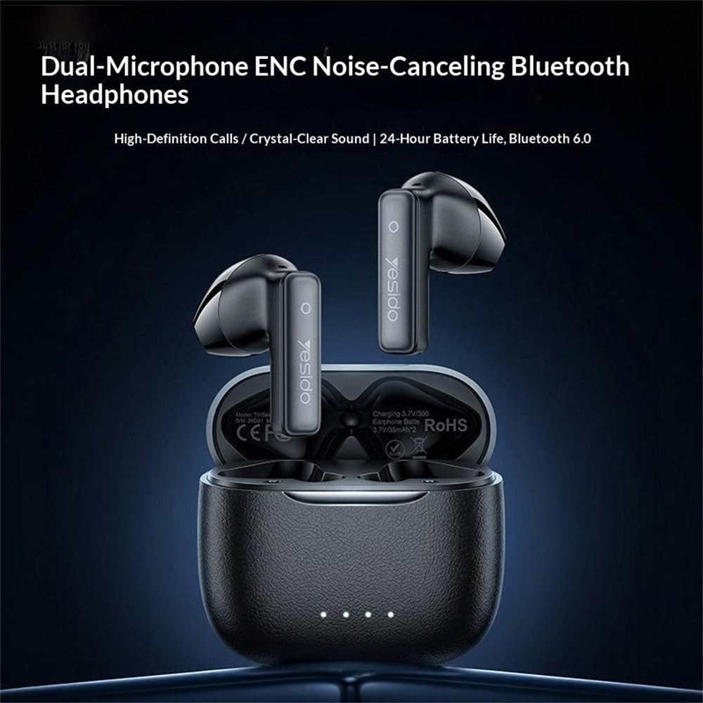 YESIDO TWS44 Bluetooth-compatible Earbuds Semi-in-ear Dual Mic ENC Noise Cancelling Earphones