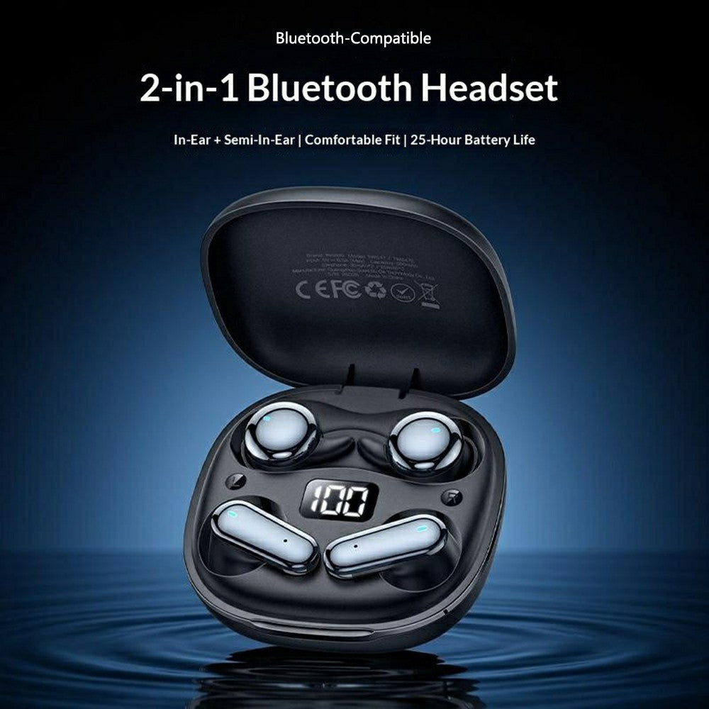 YESIDO TWS47 2 in 1 In-Ear and Semi-In-Ear TWS Bluetooth-compatible Earbuds with LED Battery Display