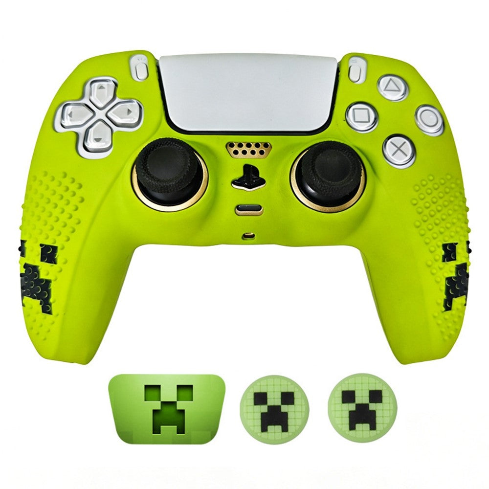 For Sony PlayStation 5 DualSense Controller Silicone Protective Case with Joystick Caps and Stickers Set