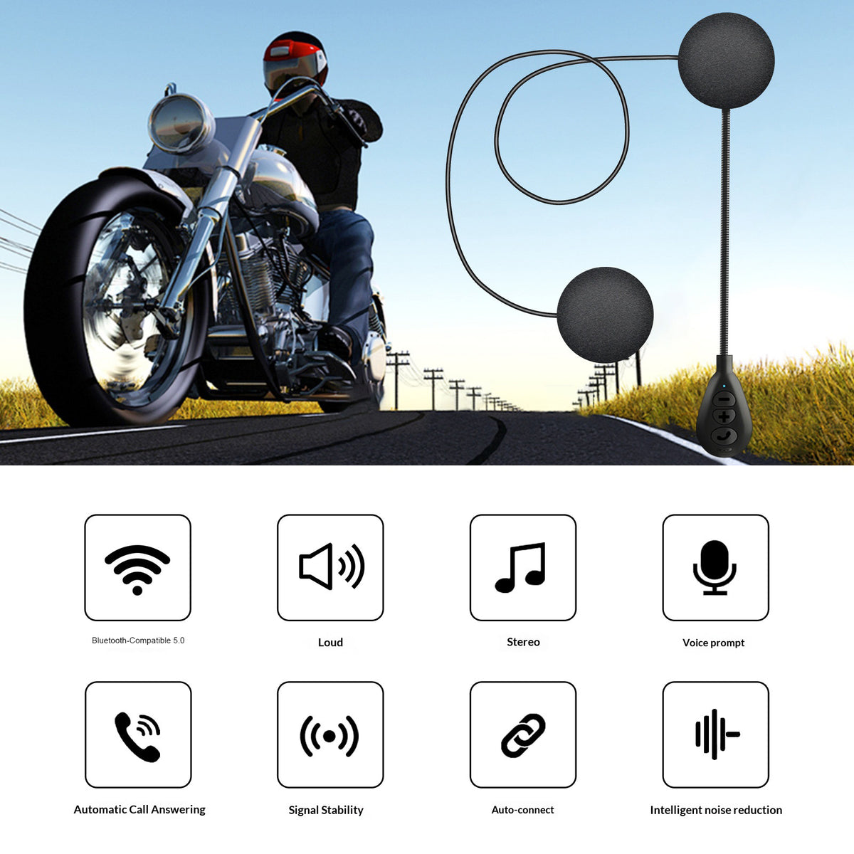 T6 Inbyggd Motorcykelhjälm Bluetooth-kompatibel Headset Lång Standby Brusreducerande Hög Volym Ridhjälmhörlurar