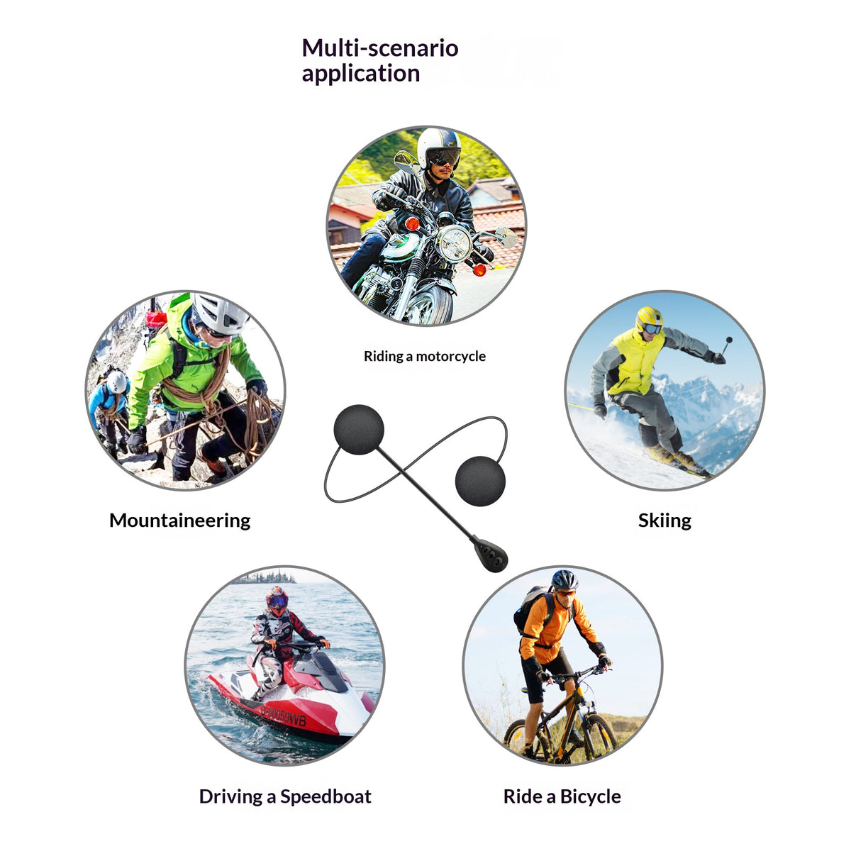 T6 Inbyggd Motorcykelhjälm Bluetooth-kompatibel Headset Lång Standby Brusreducerande Hög Volym Ridhjälmhörlurar