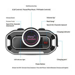 V9 Motorcycle Helmet Bluetooth-compatible Headset FM Radio Noise Reduction Dual Mic Auto Answer for Motorcycle Bicycle Helmet