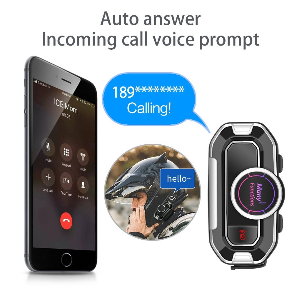 V9 Motorcycle Helmet Bluetooth-compatible Headset FM Radio Noise Reduction Dual Mic Auto Answer for Motorcycle Bicycle Helmet