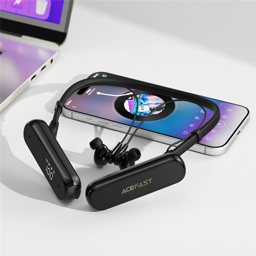 ACEFAST N13 OLED Display Neckband Wireless Earphones 200H Battery Life IPX4 Waterproof Support TF Card