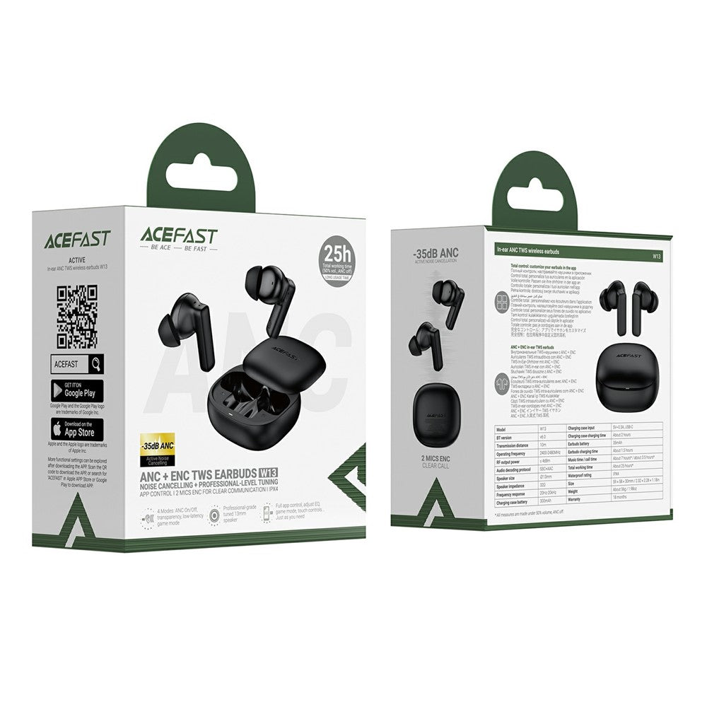 ACEFAST W13 In-Ear ANC TWS Wireless Earbuds Bluetooth-compatible 6.0 Earphones