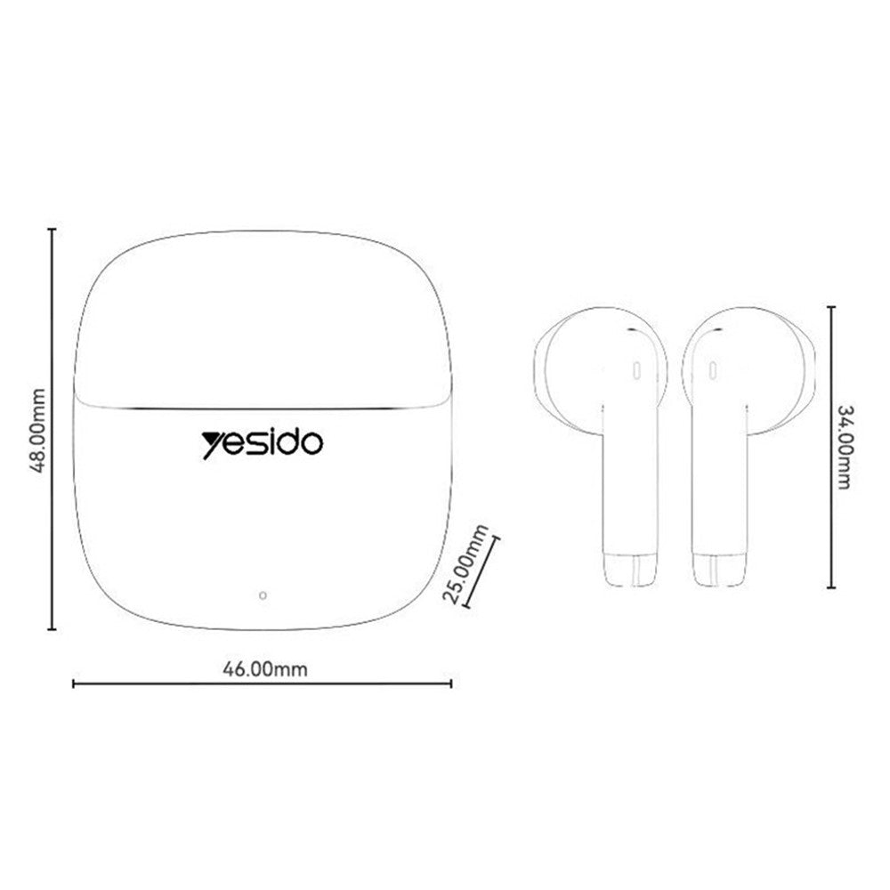 YESIDO TWS48 13mm Driver Bluetooth-compatible 6.0 Wireless Earbuds TWS Semi-in-ear Earbuds
