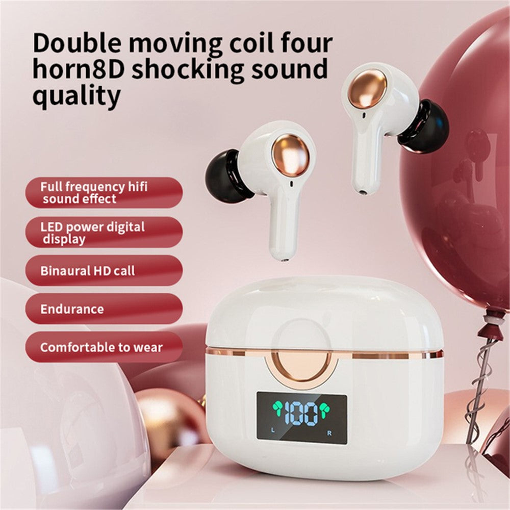 T22 TWS Dual Dynamic Drivers Wireless Noise Canceling Headset LED Power Display Bluetooth-compatible HiFi Earphone Earbuds
