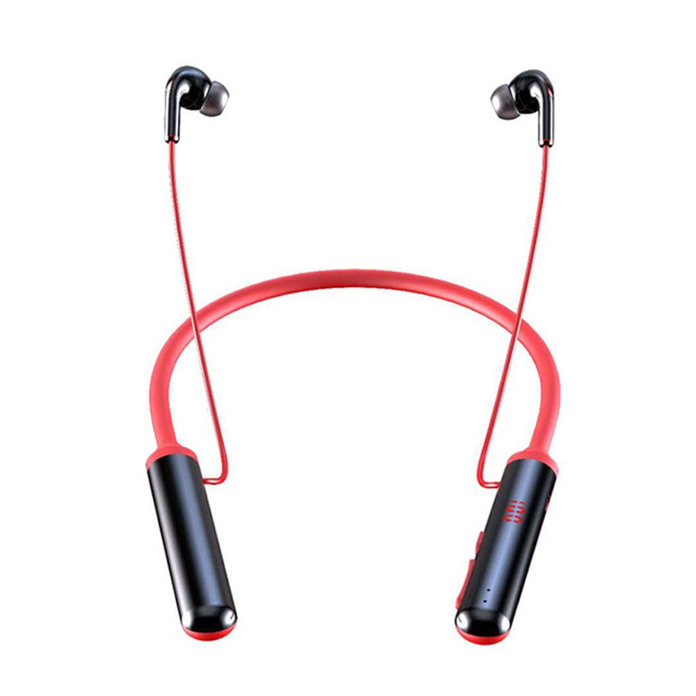 960 Bluetooth-kompatible 5.0-høretelefoner, sportshøretelefoner med nakkebånd, bas, stereo, strøm-LED-display, støjreducerende headset, understøtter TF-kort