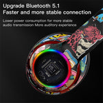 L750 Bluetooth-compatible Headset Cool Graffiti Headphone with LED Light Earphone Support TF Card/3.5mm Audio Wired for Mobile Phone Computer Laptop