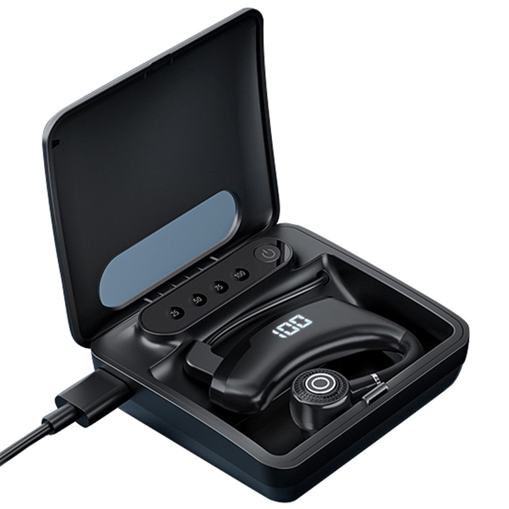 V9S Bluetooth-kompatibelt enkeltøre-headset (mono) i forretningsstil med LED-display, trådløst headset/øretelefon med batteriopladningsetui