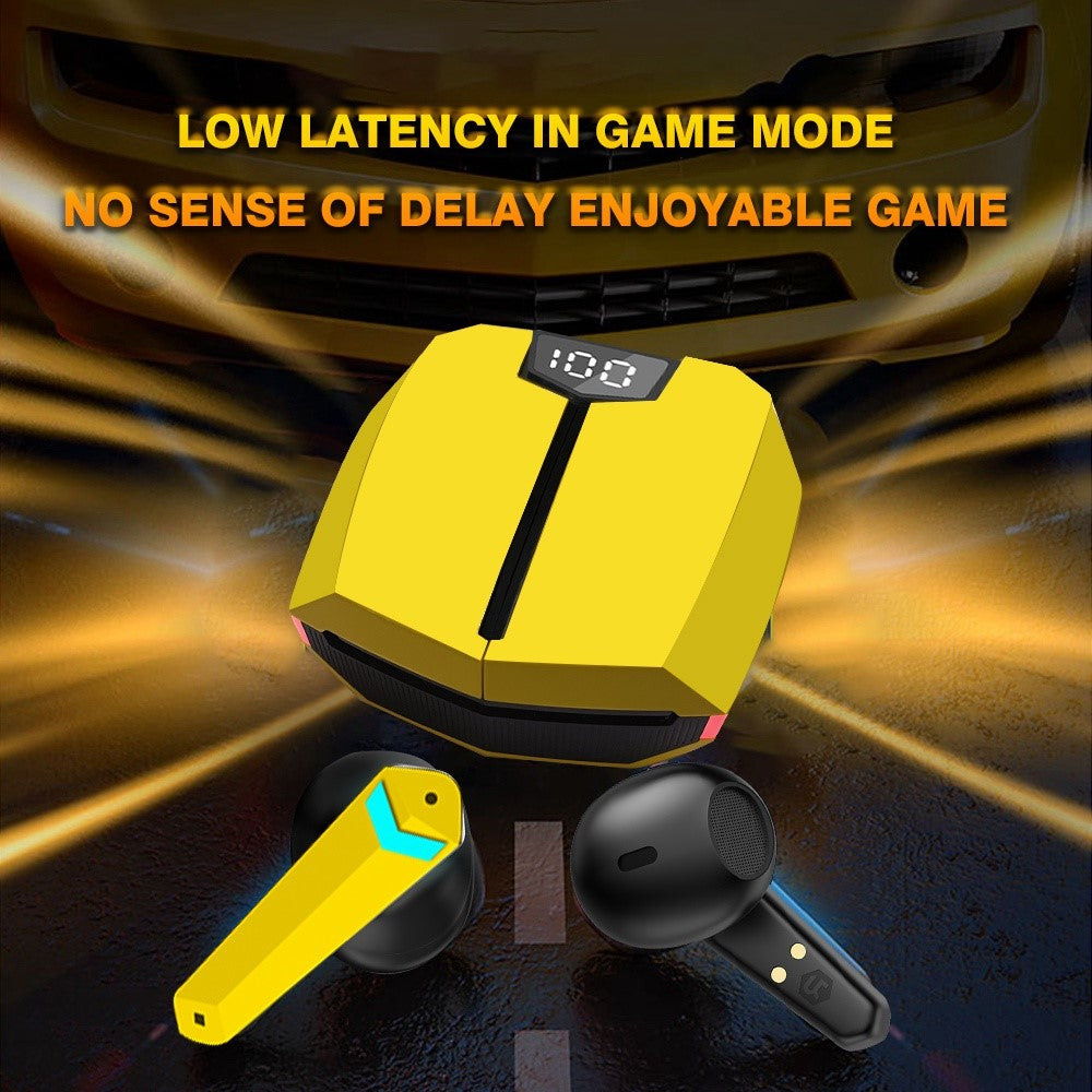 JX20 TWS Wireless Bluetooth-compatible 5.2 Noise Reduction Low-Latency Sports Headset Gaming Headphone with Digital Display Screen Charging Case