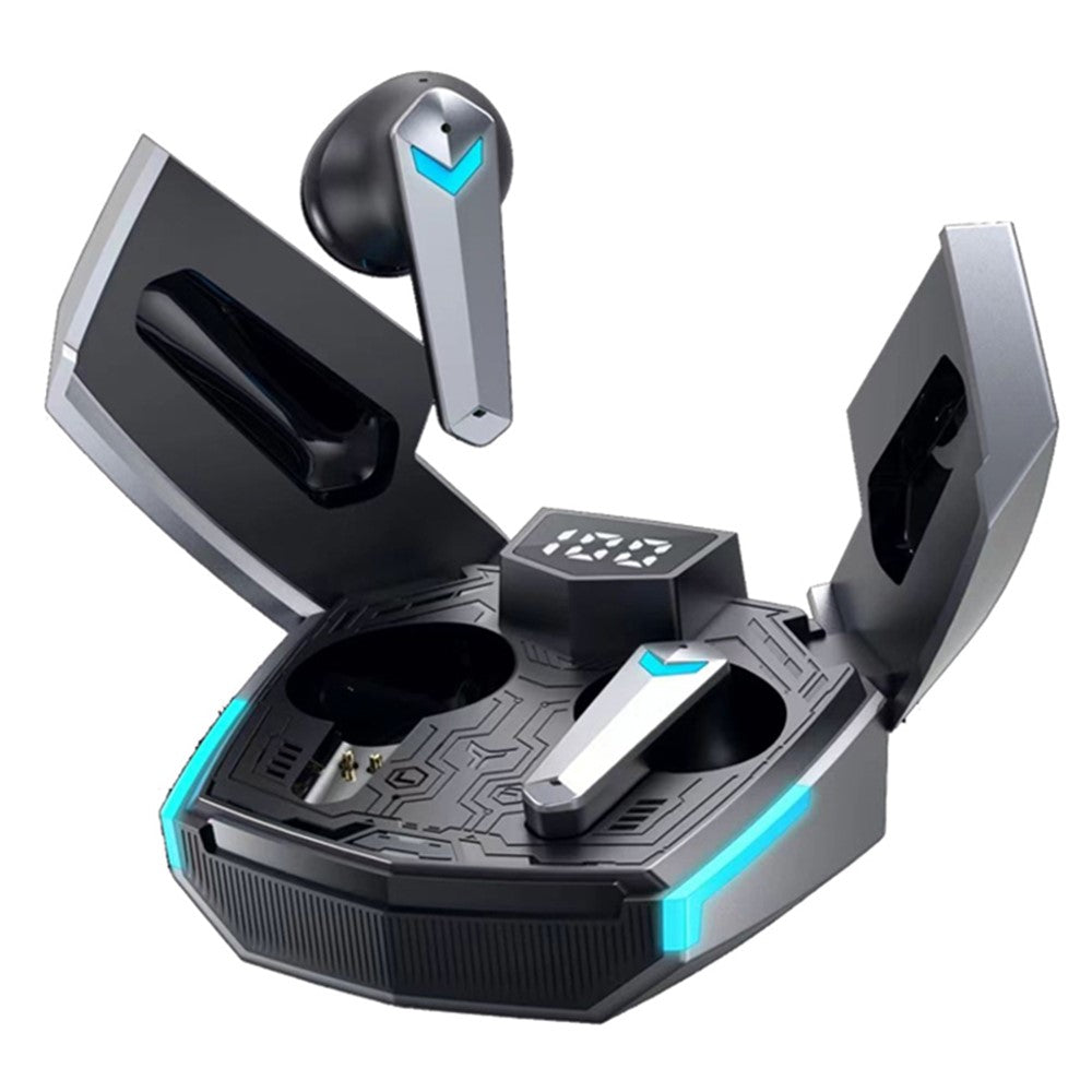JX20 TWS Wireless Bluetooth-compatible 5.2 Noise Reduction Low-Latency Sports Headset Gaming Headphone with Digital Display Screen Charging Case