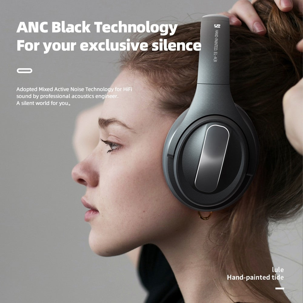 EL-A3i Over-Ear Wireless Headset Bluetooth-compatible ANC Earphone HiFi Stereo Sound Noise Cancelling Gaming Headphone