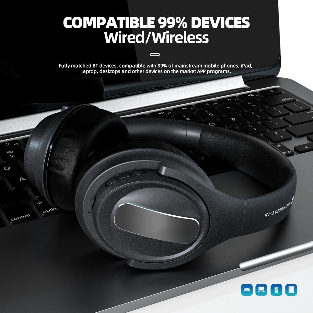 EL-A3i Over-Ear Wireless Headset Bluetooth-compatible ANC Earphone HiFi Stereo Sound Noise Cancelling Gaming Headphone