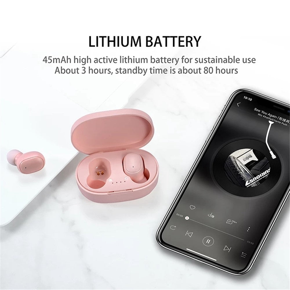A6S Wireless Bluetooth-compatible Headset Mini Binaural In-Ear Music Headphones Noise Reduction TWS Earbuds with Charging Case