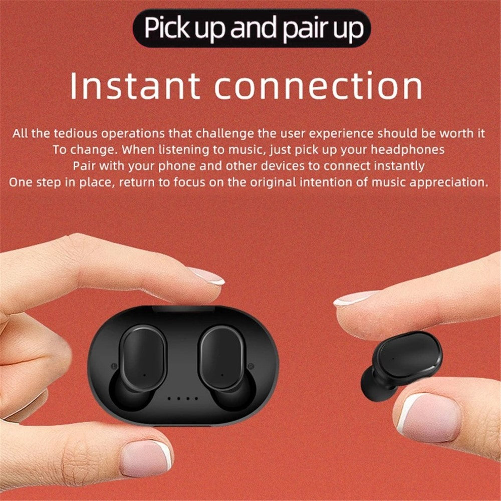 A6S Wireless Bluetooth-compatible Headset Mini Binaural In-Ear Music Headphones Noise Reduction TWS Earbuds with Charging Case