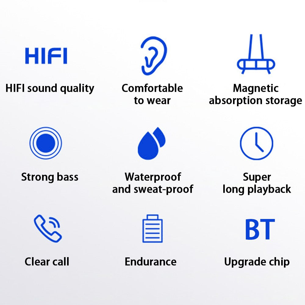 G03 Magnetisk Nakkerem Bluetooth-kompatibelt Headset Sport Trådløst Stærk Bas Musik Opkald Høretelefon