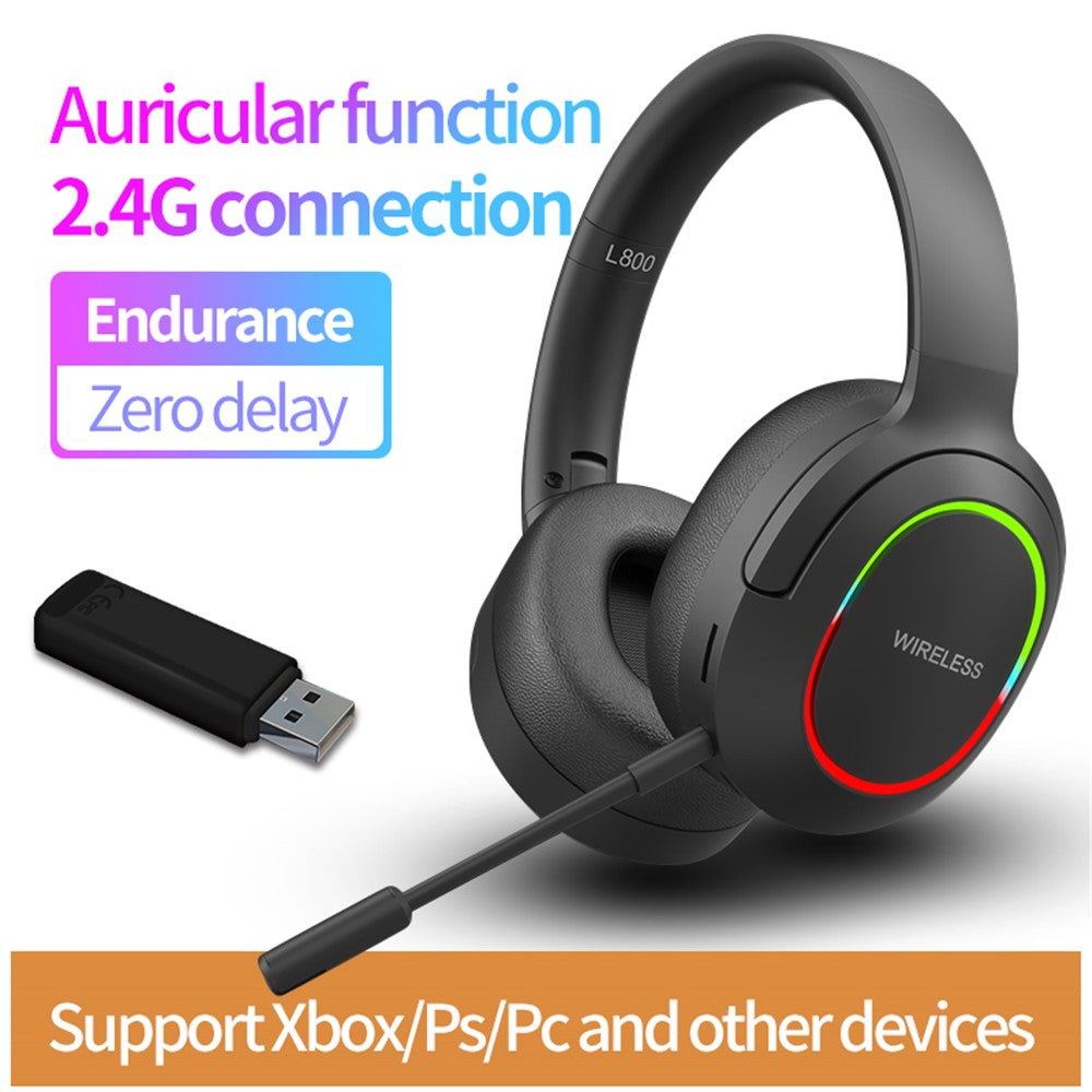 L800 2.4G Wireless / Bluetooth-compatible 5.1 Over-ear Headset LED Light Low Latency E-sports Gaming Headphone