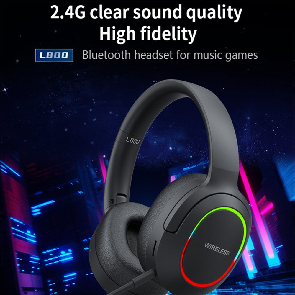 L800 2.4G Wireless / Bluetooth-compatible 5.1 Over-ear Headset LED Light Low Latency E-sports Gaming Headphone