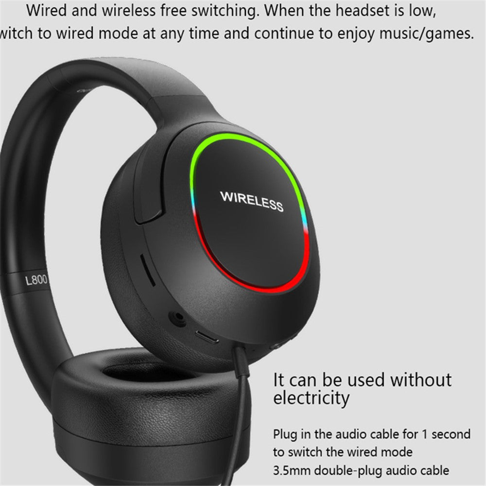 L800 2.4G Wireless / Bluetooth-compatible 5.1 Over-ear Headset LED Light Low Latency E-sports Gaming Headphone
