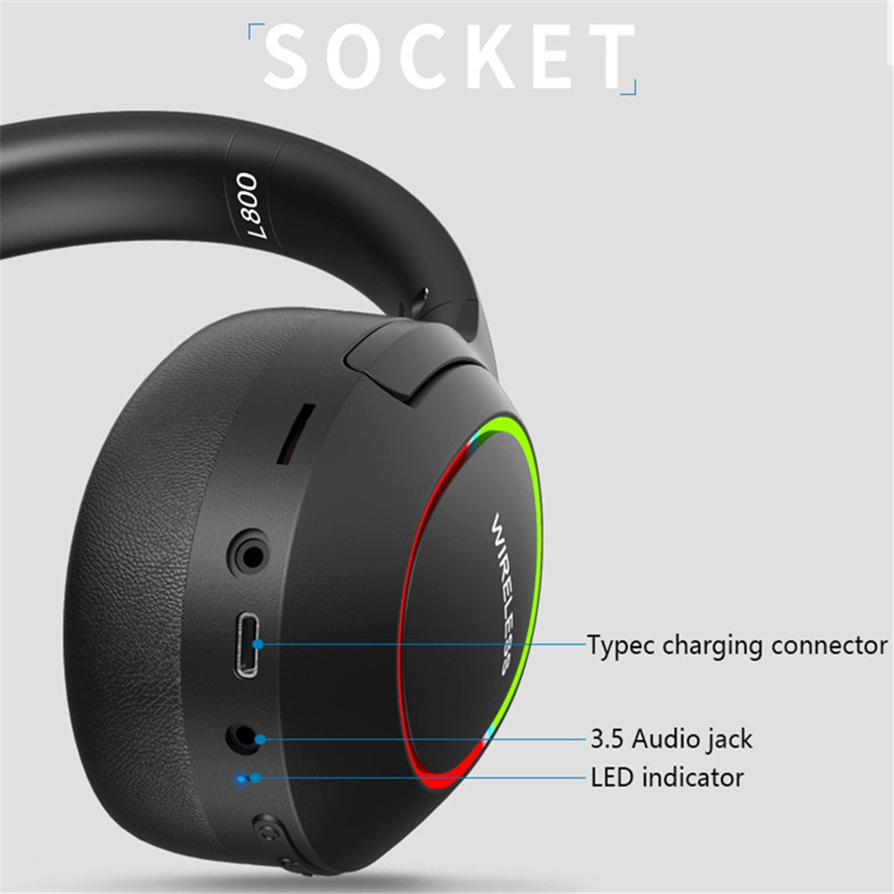 L800 2.4G Wireless / Bluetooth-compatible 5.1 Over-ear Headset LED Light Low Latency E-sports Gaming Headphone