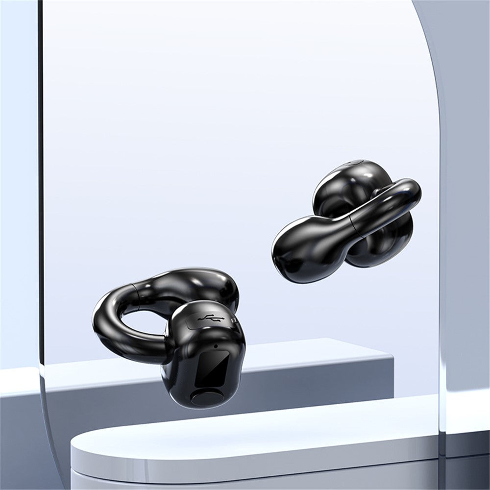 M10 Digital Display Clip-on Bluetooth-compatible Earphone HiFi Sound Single Ear Bendable Headphone