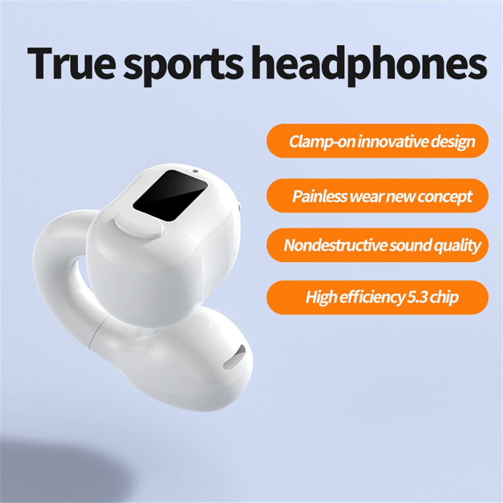M10 Digital Display Clip-on Bluetooth-compatible Earphone HiFi Sound Single Ear Bendable Headphone