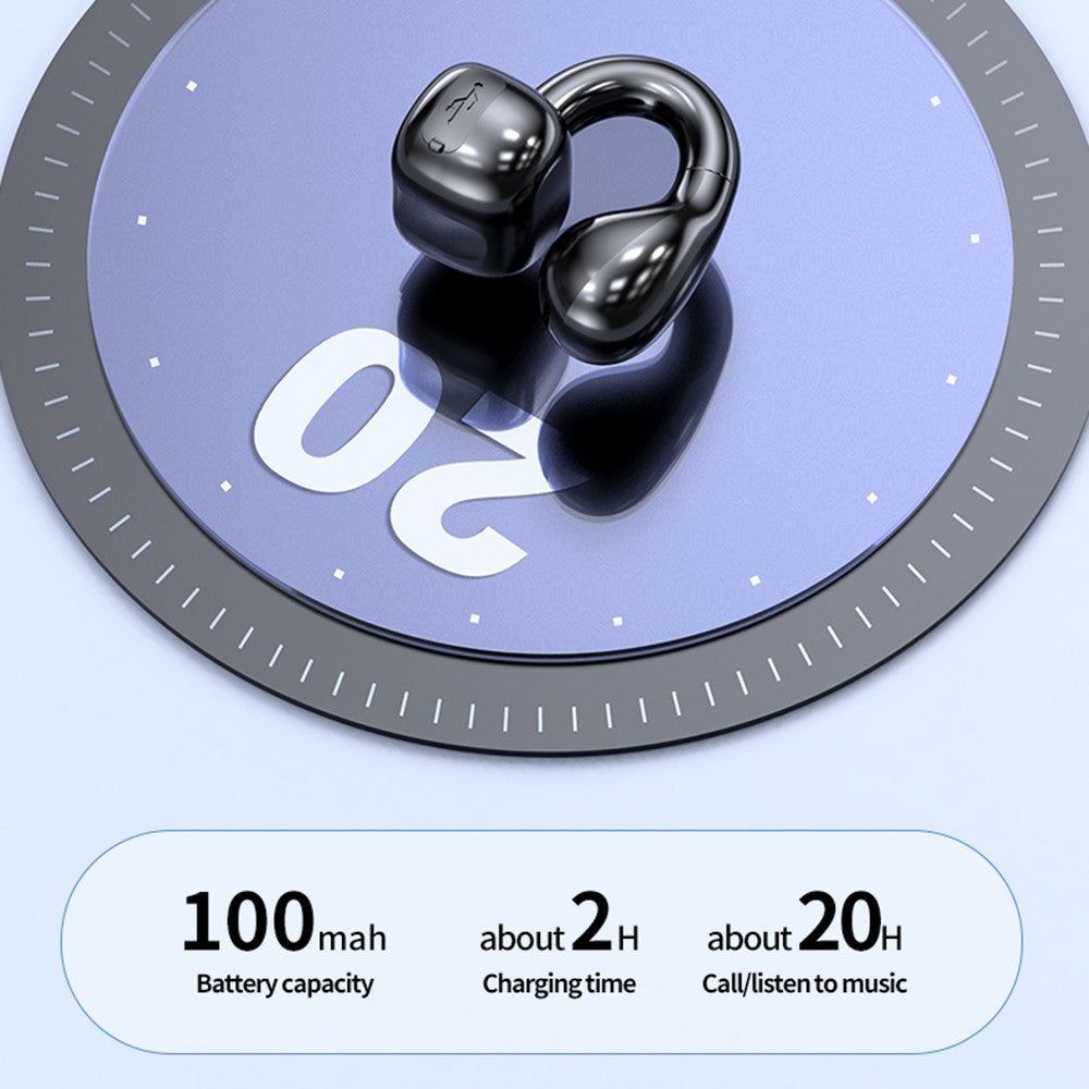 M10 Digital Display Clip-on Bluetooth-compatible Earphone HiFi Sound Single Ear Bendable Headphone