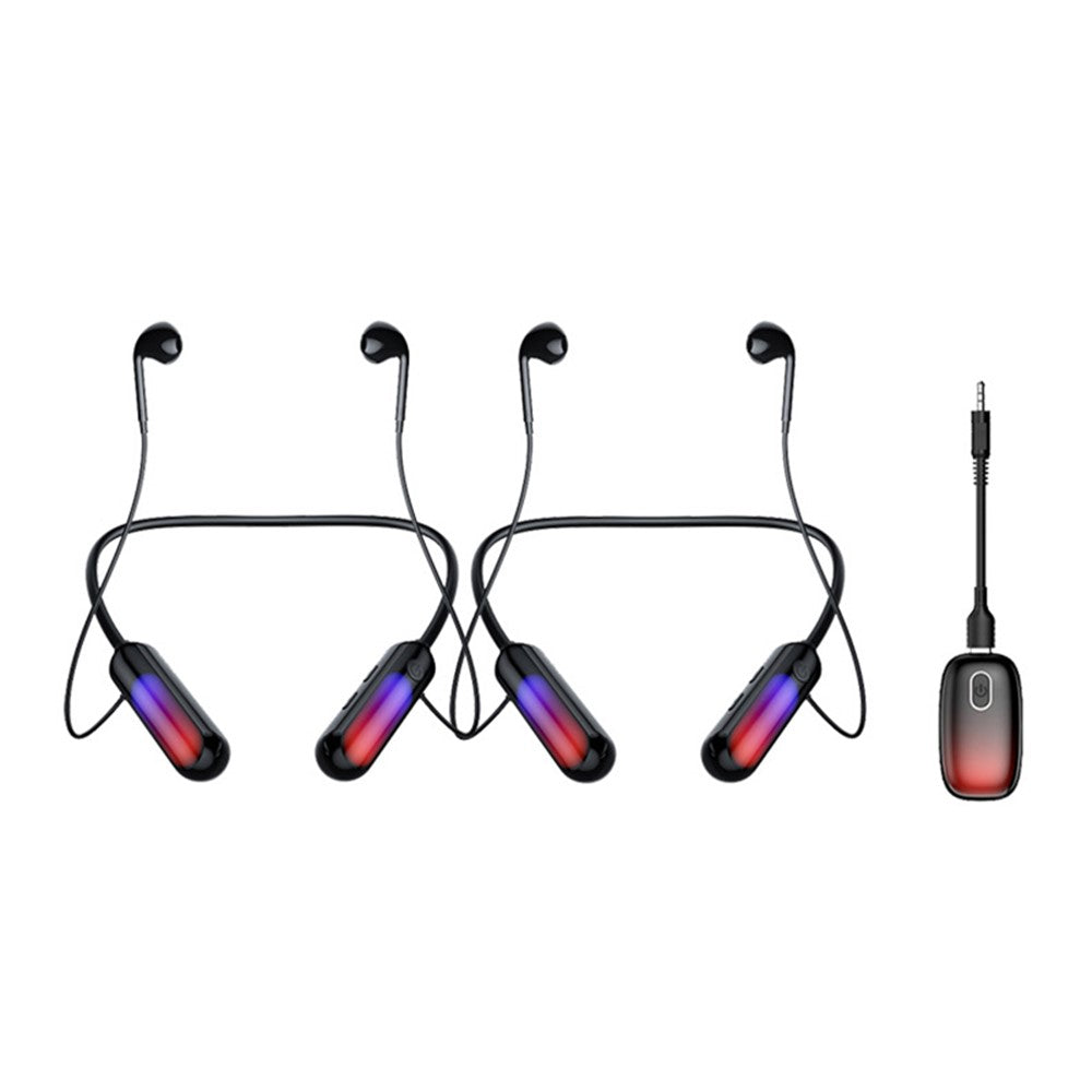 B10 2Pcs Wireless Neckband Headphones Silicone Neck-mounted Bluetooth-compatible Earphones with Transmitter