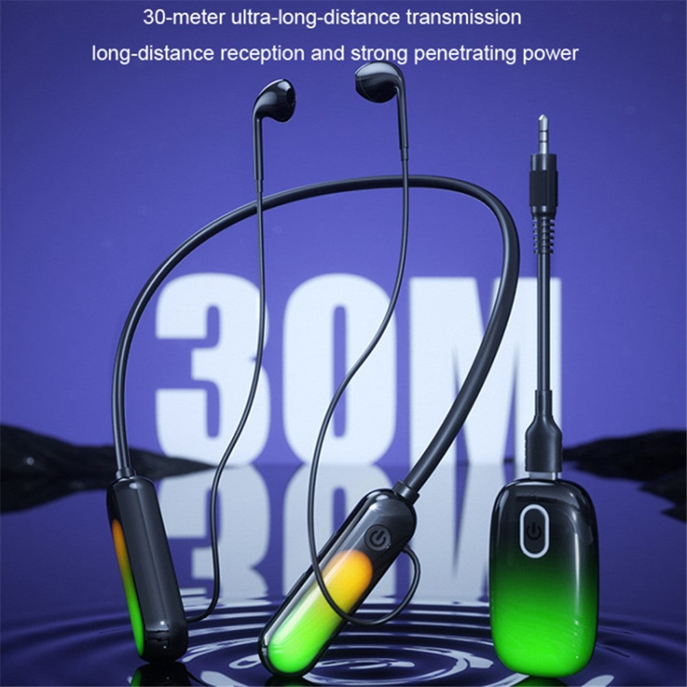 B10 2Pcs Wireless Neckband Headphones Silicone Neck-mounted Bluetooth-compatible Earphones with Transmitter