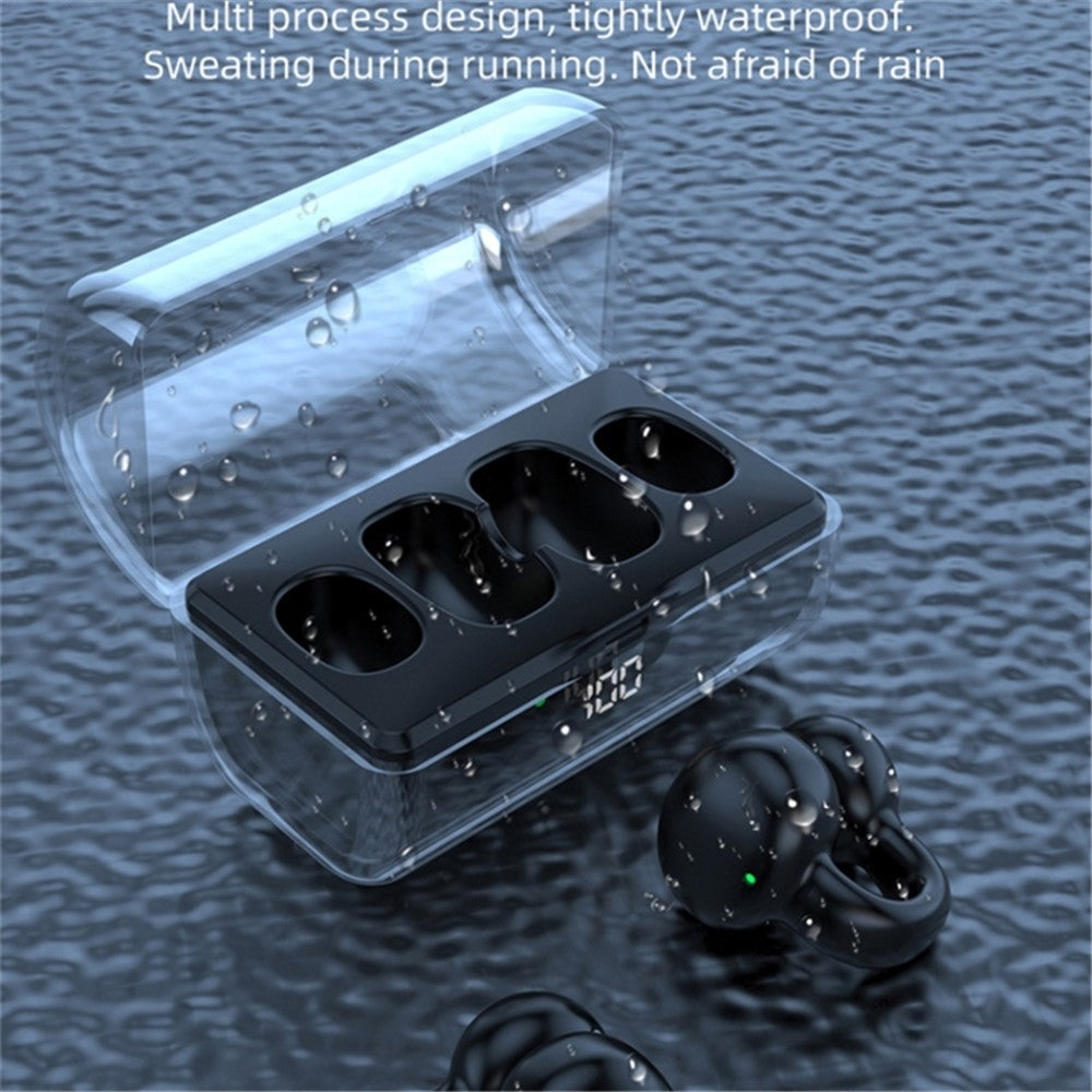 FK8 Bone Conduction Bluetooth-compatible Earphones Ear Clip Headphones with Digital Display Charging Case